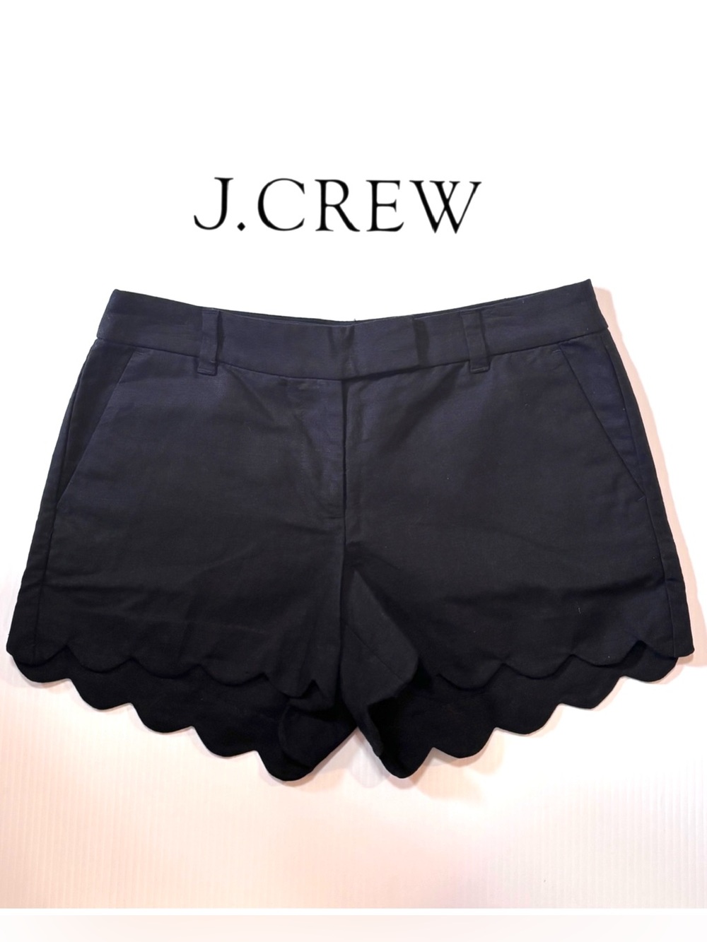 J Crew Scalloped Hem Shorts Black 4